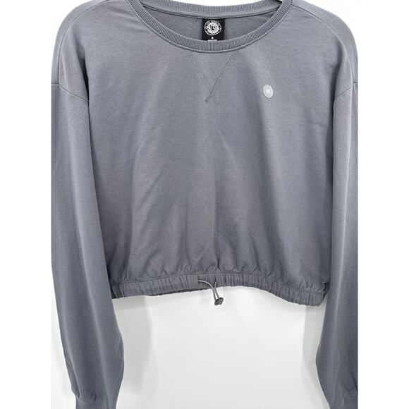 Pacsun Diana Soft Cinched Crew Neck Cropped Gray Sweatshirt Medium Nwot - Picture 4 of 8
